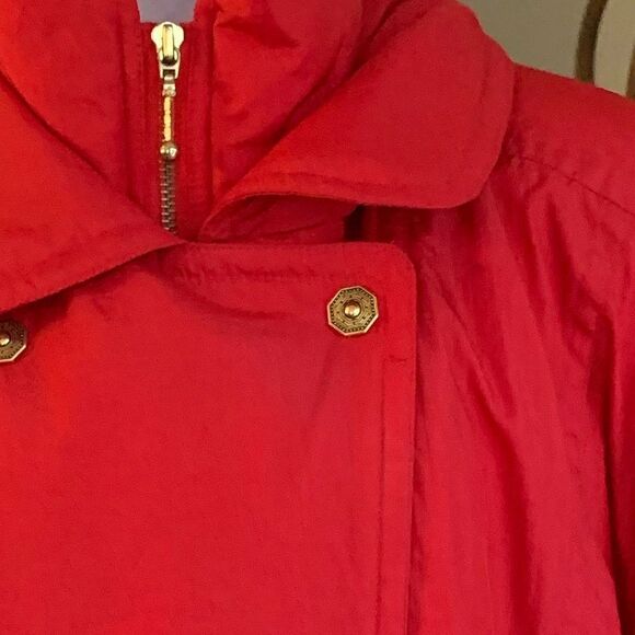 Vintage 90’s Fera Ski Jacket Bright Red Gold Button Detail Sz 16 - Picture 6 of 15